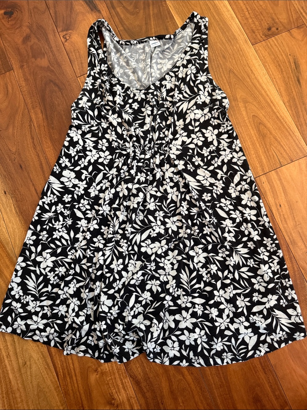 Maternity Black & White Floral Tank Dress - Sleeveless A-Line